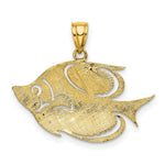 Load image into Gallery viewer, 14K Yellow Gold 2-D Polished and Textured Fish Charm Pendant
