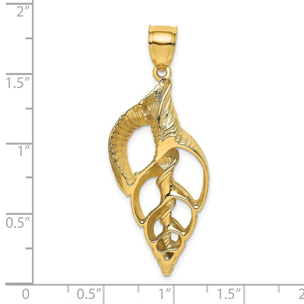 14K Yellow Gold Cut-Out Conch Shell Skeleton Charm Pendant