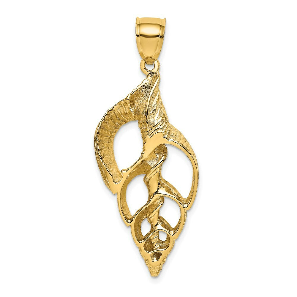 14K Yellow Gold Cut-Out Conch Shell Skeleton Charm Pendant