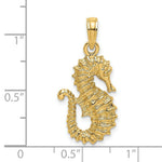 Load image into Gallery viewer, 14K Yellow Gold Textured 2-D SeaHorse Charm Pendant
