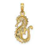 Load image into Gallery viewer, 14K Yellow Gold Textured 2-D SeaHorse Charm Pendant
