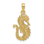 Load image into Gallery viewer, 14K Yellow Gold Textured 2-D SeaHorse Charm Pendant
