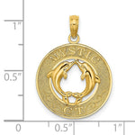 Load image into Gallery viewer, 14K Yellow Gold MYSTIC, CT Round Frame With Dolphins Charm Pendant
