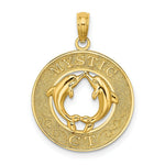 Load image into Gallery viewer, 14K Yellow Gold MYSTIC, CT Round Frame With Dolphins Charm Pendant
