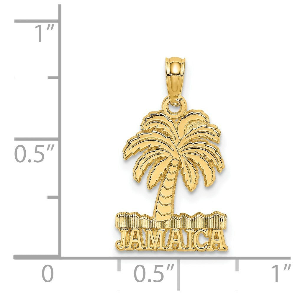 14K Yellow Gold JAMAICA Under Palm Tree Charm Pendant