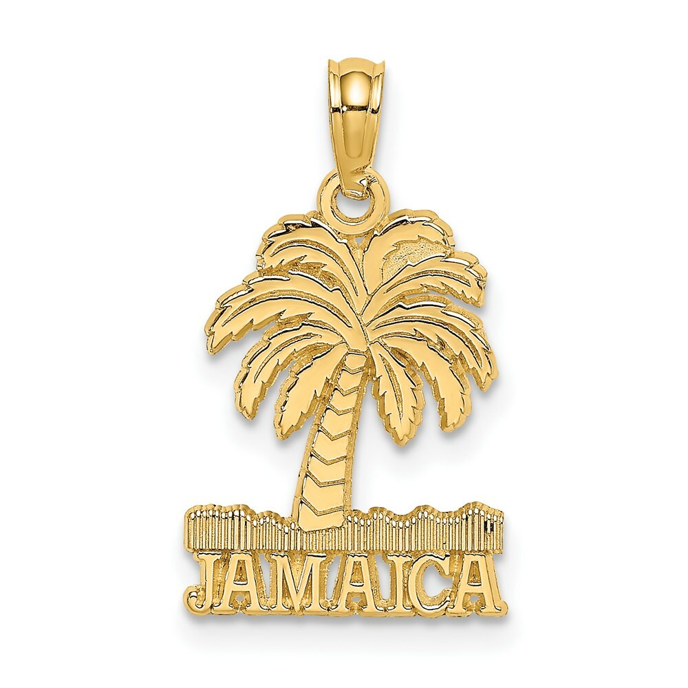 14K Yellow Gold JAMAICA Under Palm Tree Charm Pendant
