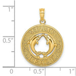 Load image into Gallery viewer, 14K Yellow Gold MIAMI BEACH Round Frame With Dolphins Charm Pendant
