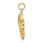 Load image into Gallery viewer, 14K Yellow Gold 2-D &amp; Textured Shell With Dolphins &amp; Waves Charm Pendant
