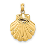 Load image into Gallery viewer, 14K Yellow Gold 2-D &amp; Textured Shell With Dolphins &amp; Waves Charm Pendant
