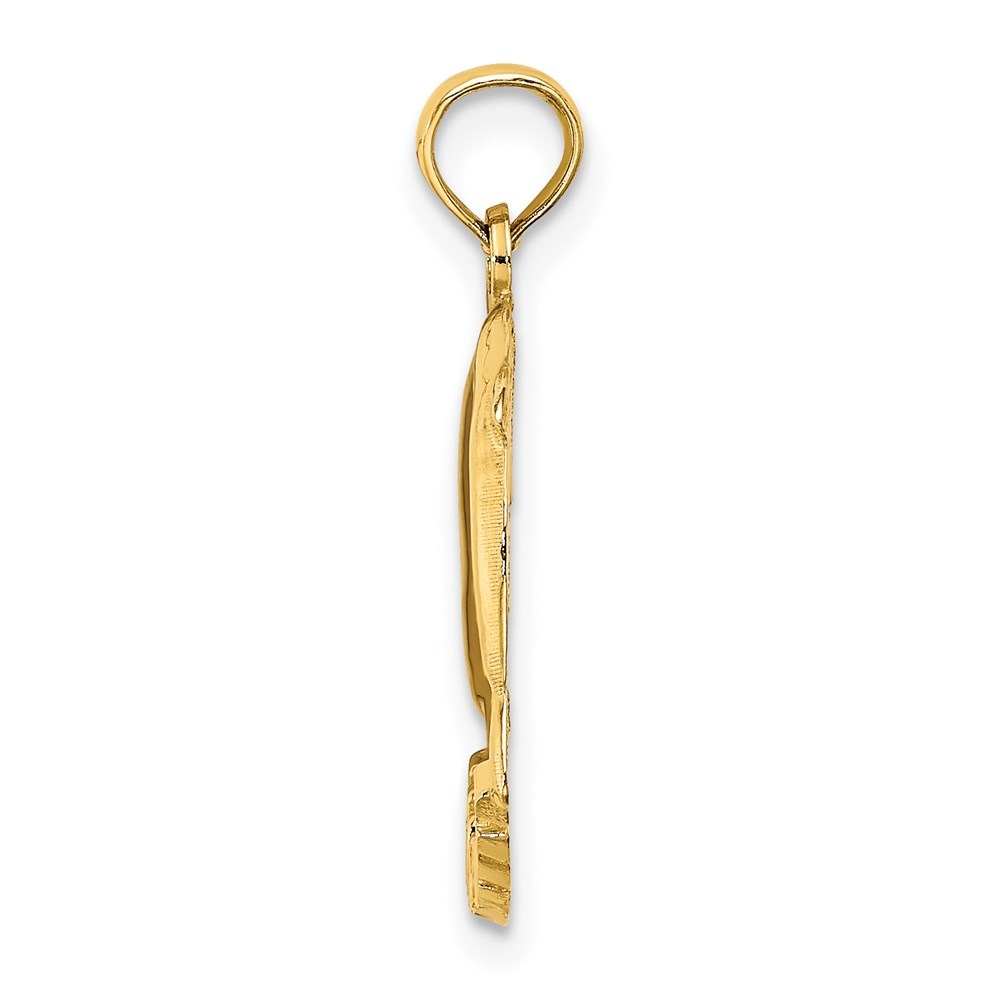 14K Yellow Gold 2-D JAMAICA With Dolphins Charm Pendant
