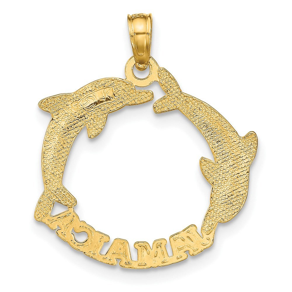 14K Yellow Gold 2-D JAMAICA With Dolphins Charm Pendant