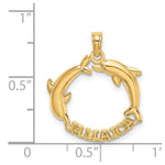 Load image into Gallery viewer, 14K Yellow Gold 2-D JAMAICA With Dolphins Charm Pendant
