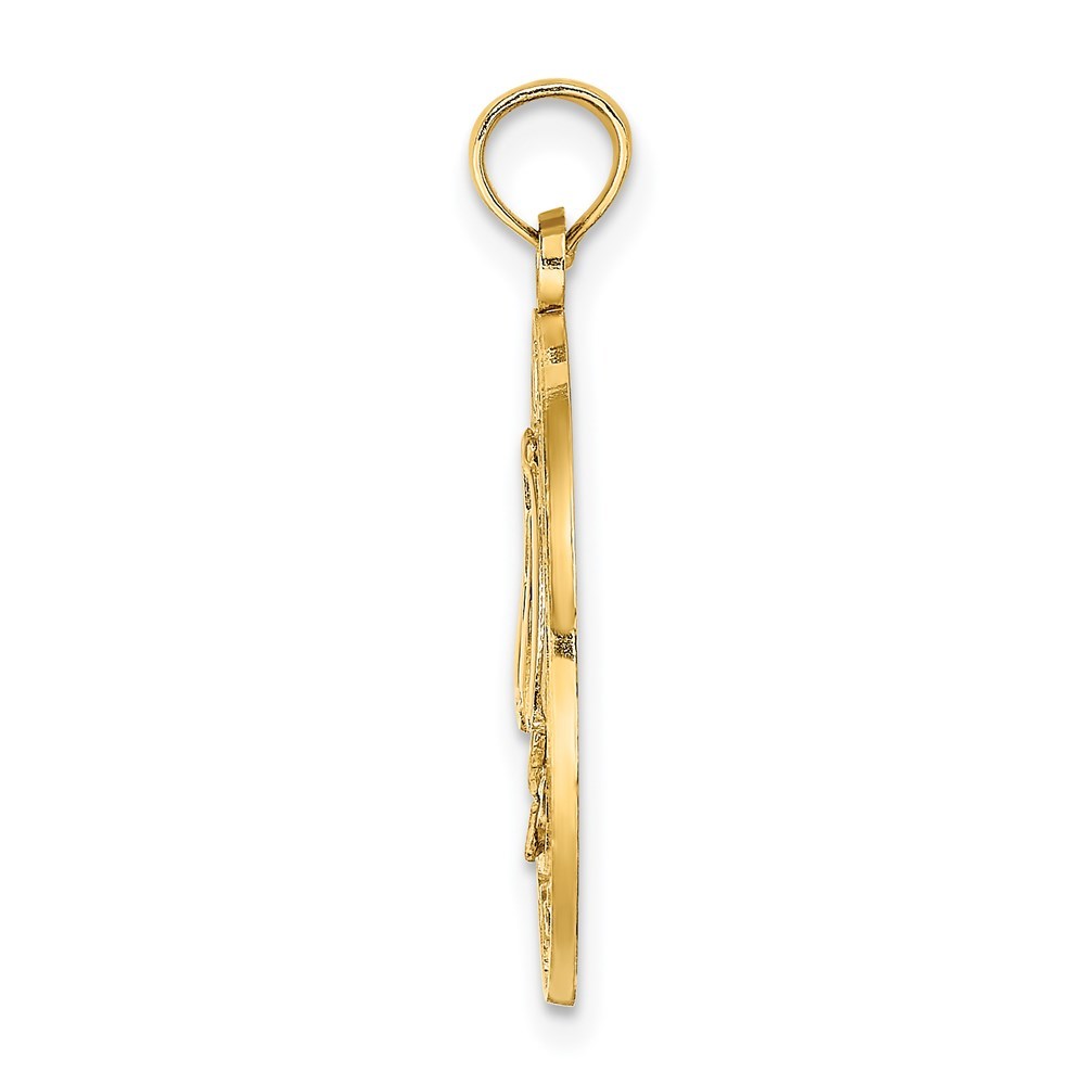 14K Yellow Gold Sanibel Round Frame With Sailboat Center Charm Pendant