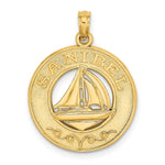 Load image into Gallery viewer, 14K Yellow Gold Sanibel Round Frame With Sailboat Center Charm Pendant
