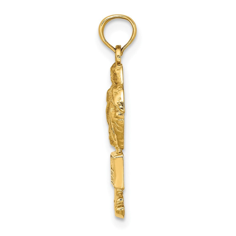 14K Yellow Gold 2-D MIAMI BEACH On Palm Tree Charm Pendants