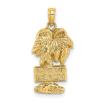 Load image into Gallery viewer, 14K Yellow Gold 2-D MIAMI BEACH On Palm Tree Charm Pendants

