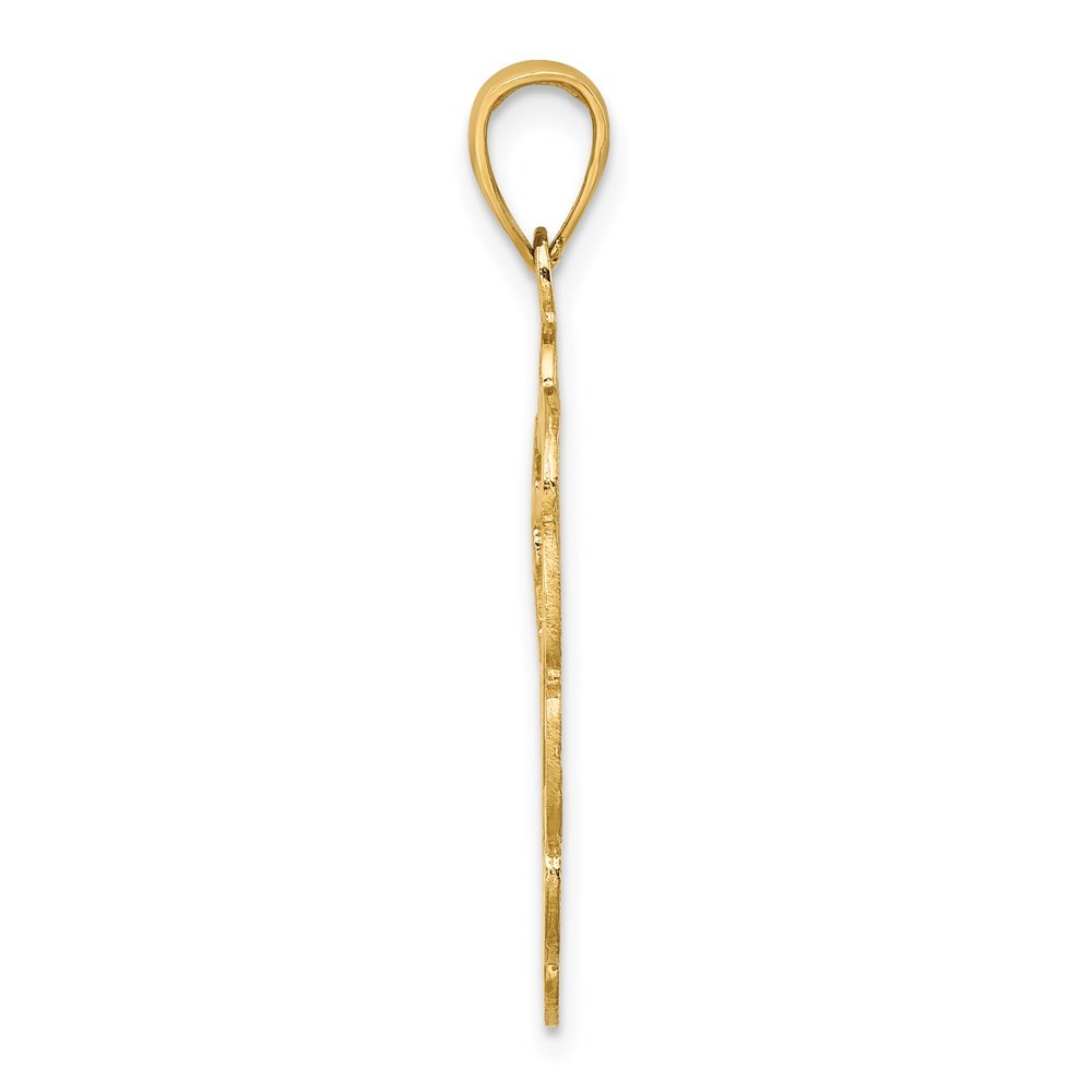 14K Yellow Gold Pelican In Circle Charm Pendant