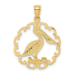 Load image into Gallery viewer, 14K Yellow Gold Pelican In Circle Charm Pendant
