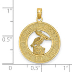Load image into Gallery viewer, 14K Yellow Gold Lauderdale-by-the-Sea FL Florida On Round Frame With Pelican Center
