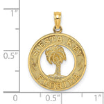 Load image into Gallery viewer, 14K Yellow Gold SIESTA KEY, FL Round Frame With Palm Tree Charm Pendant

