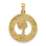 Load image into Gallery viewer, 14K Yellow Gold SIESTA KEY, FL Round Frame With Palm Tree Charm Pendant
