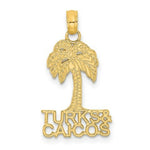 Load image into Gallery viewer, 14K Yellow Gold TURKS &amp; CAICOS under Palm Tree Charm Pendant
