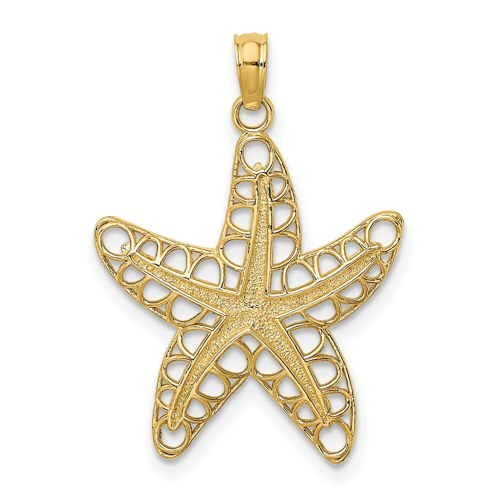 14K Yellow Gold Cut-Out Starfish Charm Pendant