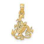 Load image into Gallery viewer, 14K Yellow Gold Textured Mini SEA TURTLE &amp; KELP Charm Pendant
