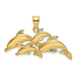 Load image into Gallery viewer, 14K Yellow Gold Polished Four Dolphins Swimming Charm Pendant
