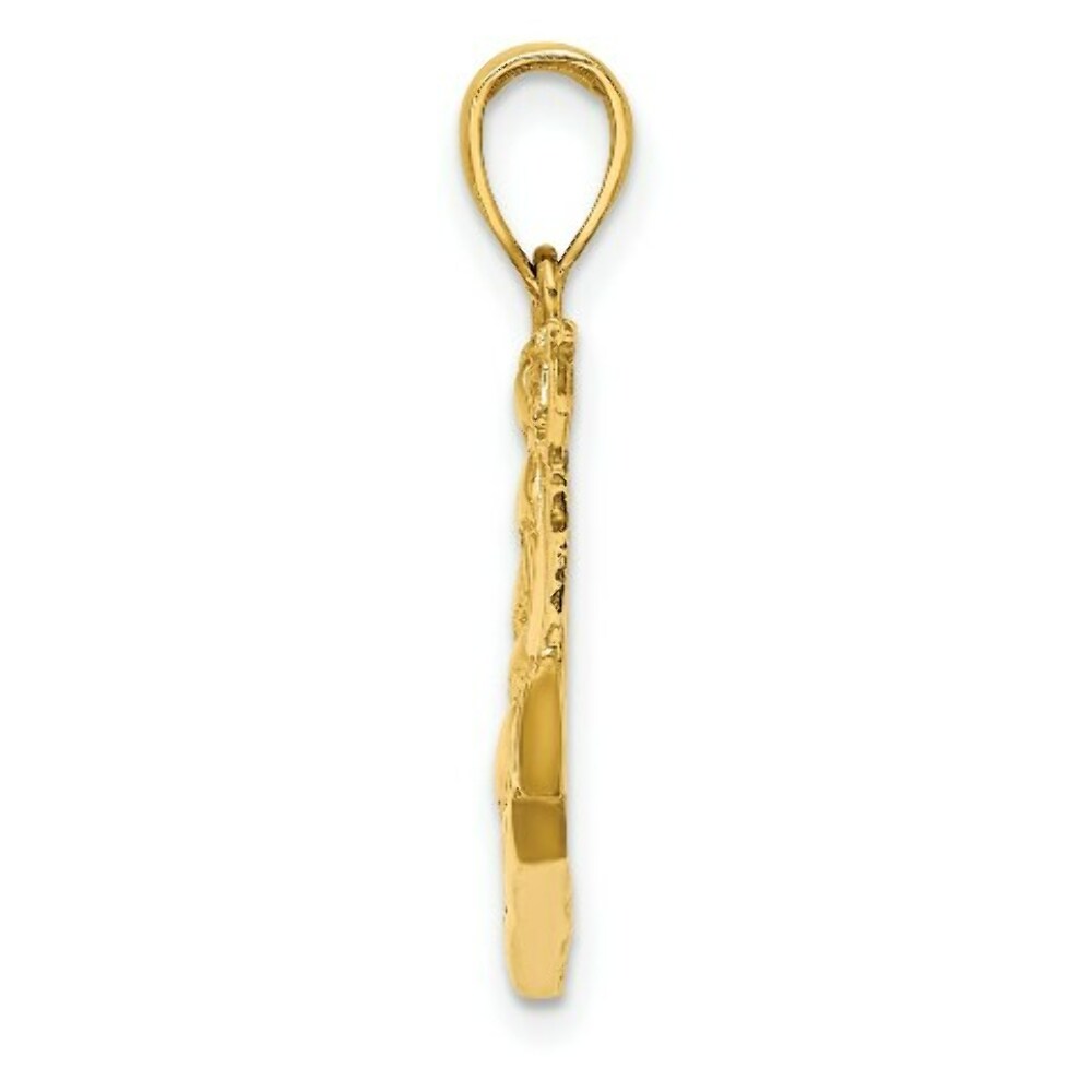 14K Yellow Gold 2-D & Polished Sailing Ship Charm Pendant