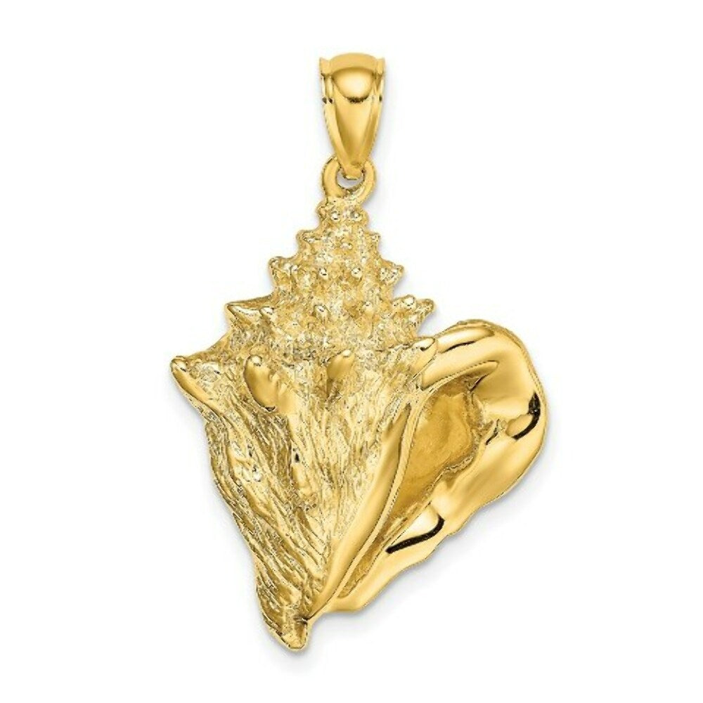14K Yellow Gold 2-D Conch Sell Charm Pendant