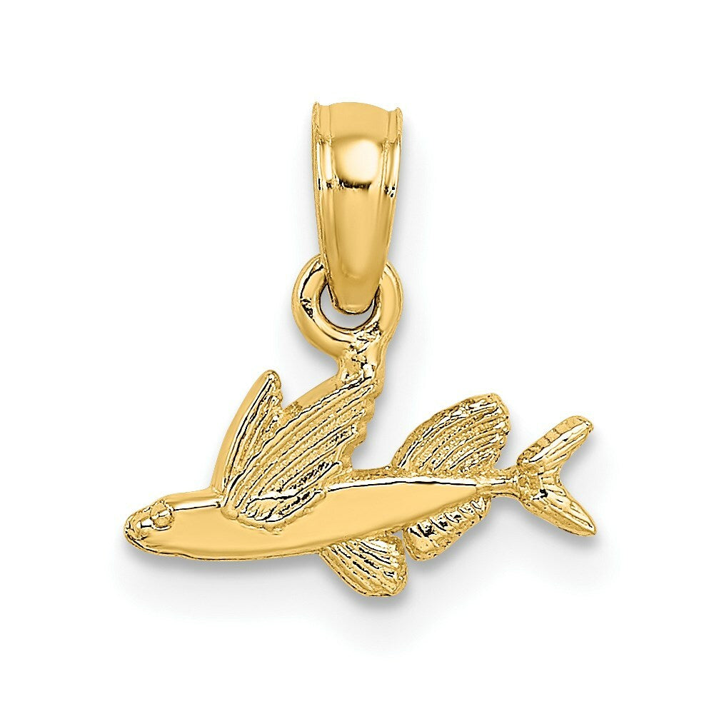 14K Yellow Gold Mini FLYING FISH Charm Pendant