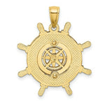 Load image into Gallery viewer, 14K Yellow Gold Ship Wheel With Nautical Compass Charm Pendant
