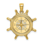 Load image into Gallery viewer, 14K Yellow Gold Ship Wheel With Nautical Compass Charm Pendant
