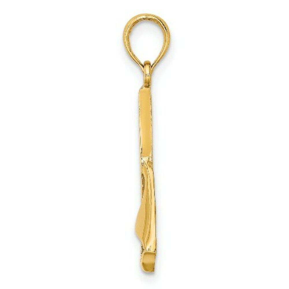 14K Yellow Gold 2-D & Polished Sailboat Charm Pendant
