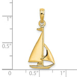 Load image into Gallery viewer, 14K Yellow Gold 2-D &amp; Polished Sailboat Charm Pendant
