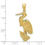 Load image into Gallery viewer, 14K Yellow Gold 2-D &amp; Textured Egret Bird Standing Charm Pendant
