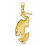 Load image into Gallery viewer, 14K Yellow Gold 2-D &amp; Textured Egret Bird Standing Charm Pendant

