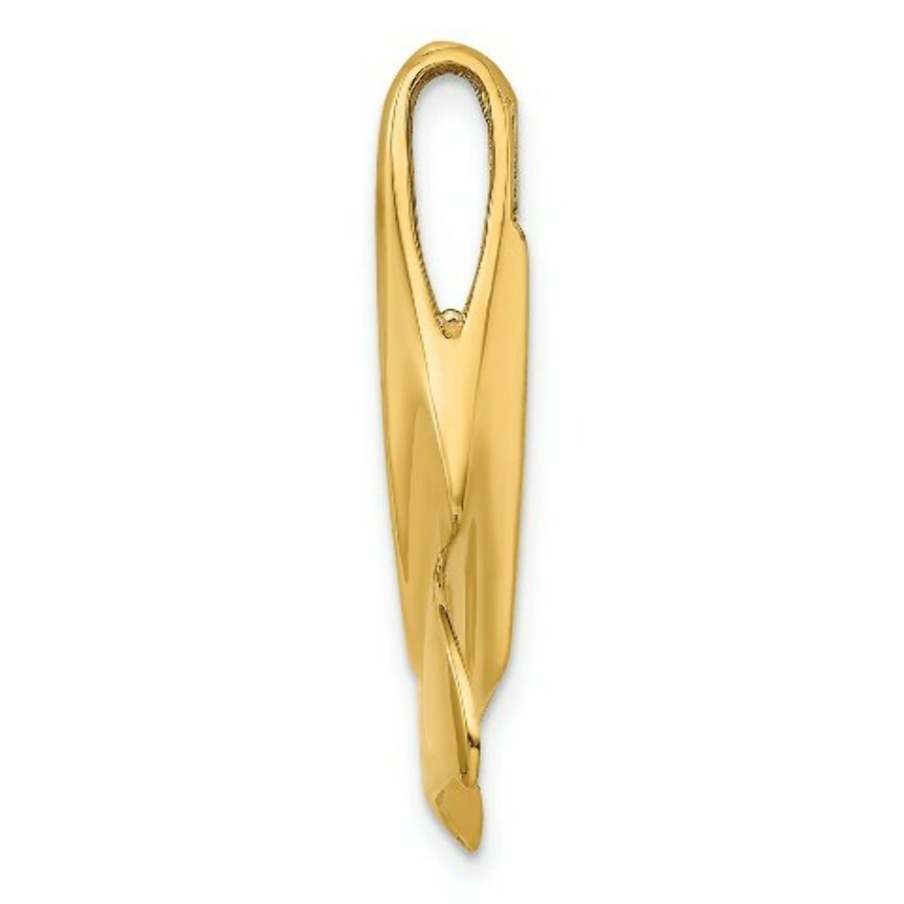 14K Yellow Gold 3-D Polished With Hidden Bail WHALE TAIL Charm Pendant