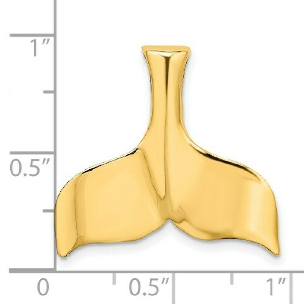 14K Yellow Gold 3-D Polished WHALE TAIL Charm Pendant