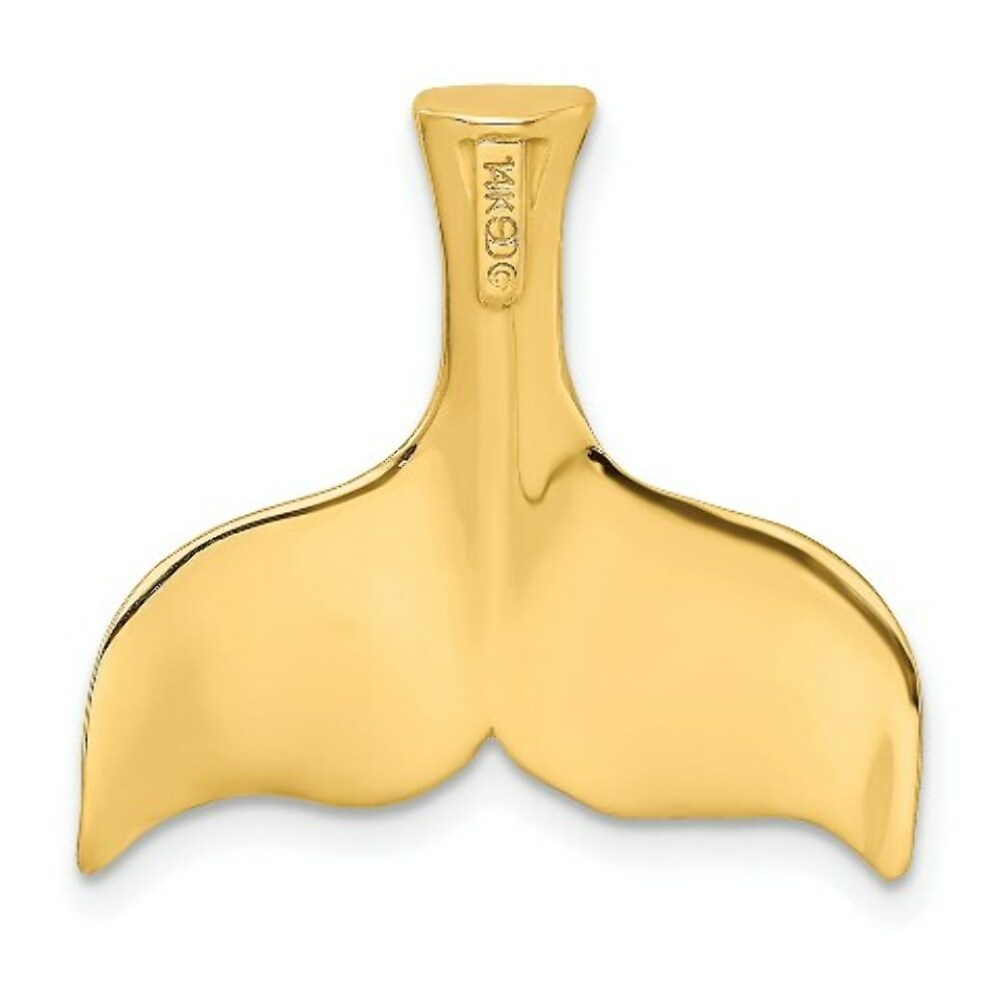14K Yellow Gold 3-D Polished WHALE TAIL Charm Pendant