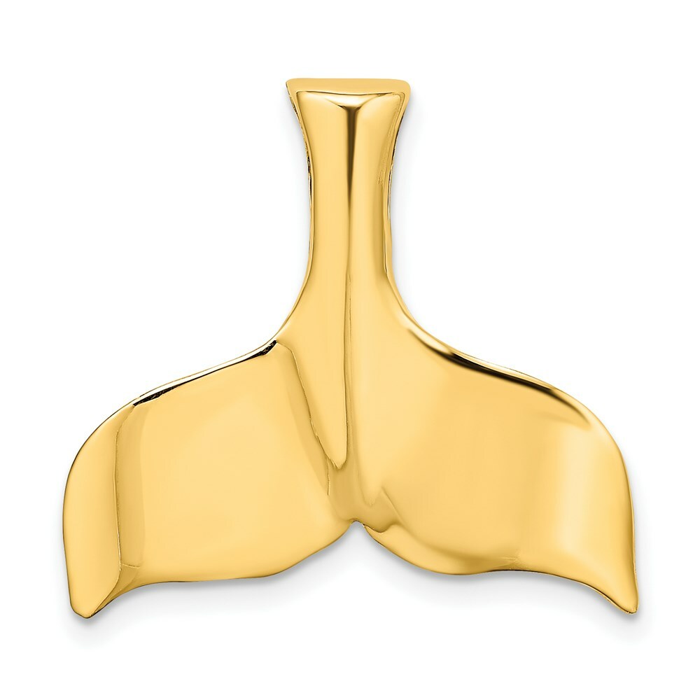 14K Yellow Gold 3-D Polished WHALE TAIL Charm Pendant