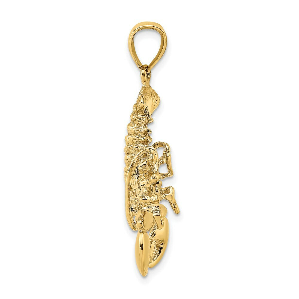 14K Yellow Gold 2-D Moveable Lobster Charm Pendant