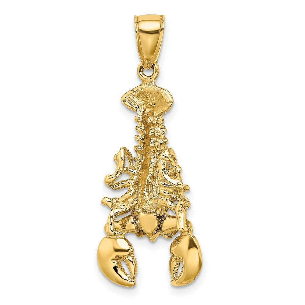 14K Yellow Gold 2-D Moveable Lobster Charm Pendant