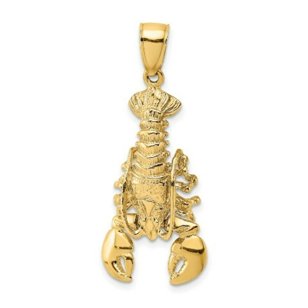 14K Yellow Gold 2-D Moveable Lobster Charm Pendant