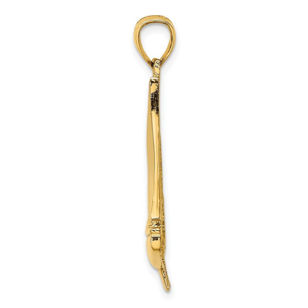 14K Yellow Gold 2-D & Polished Sailboat Charm Pendant