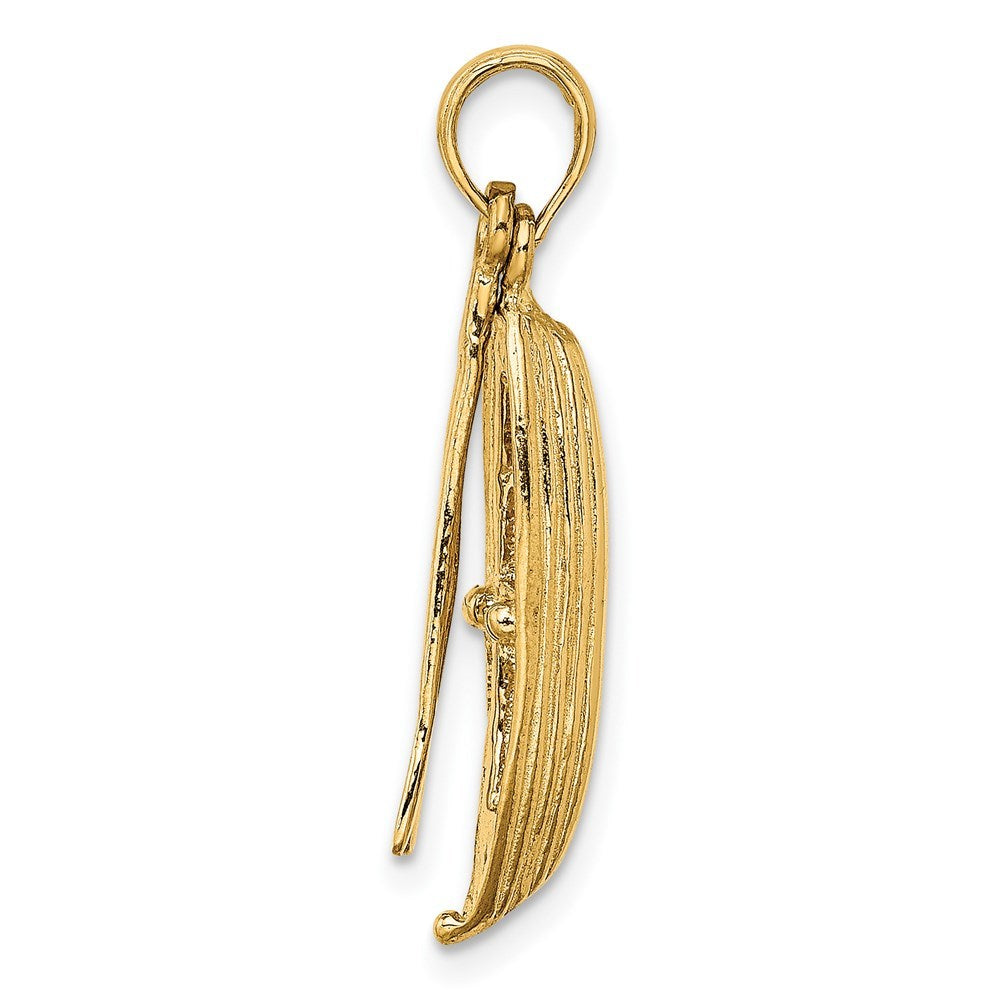 14K Yellow Gold 3-D BOAT With DANGLING ORES Charm Pendant