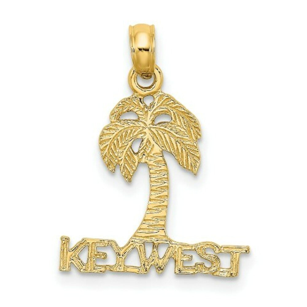14K Yellow Gold Key West Palm Tree Charm Pendant