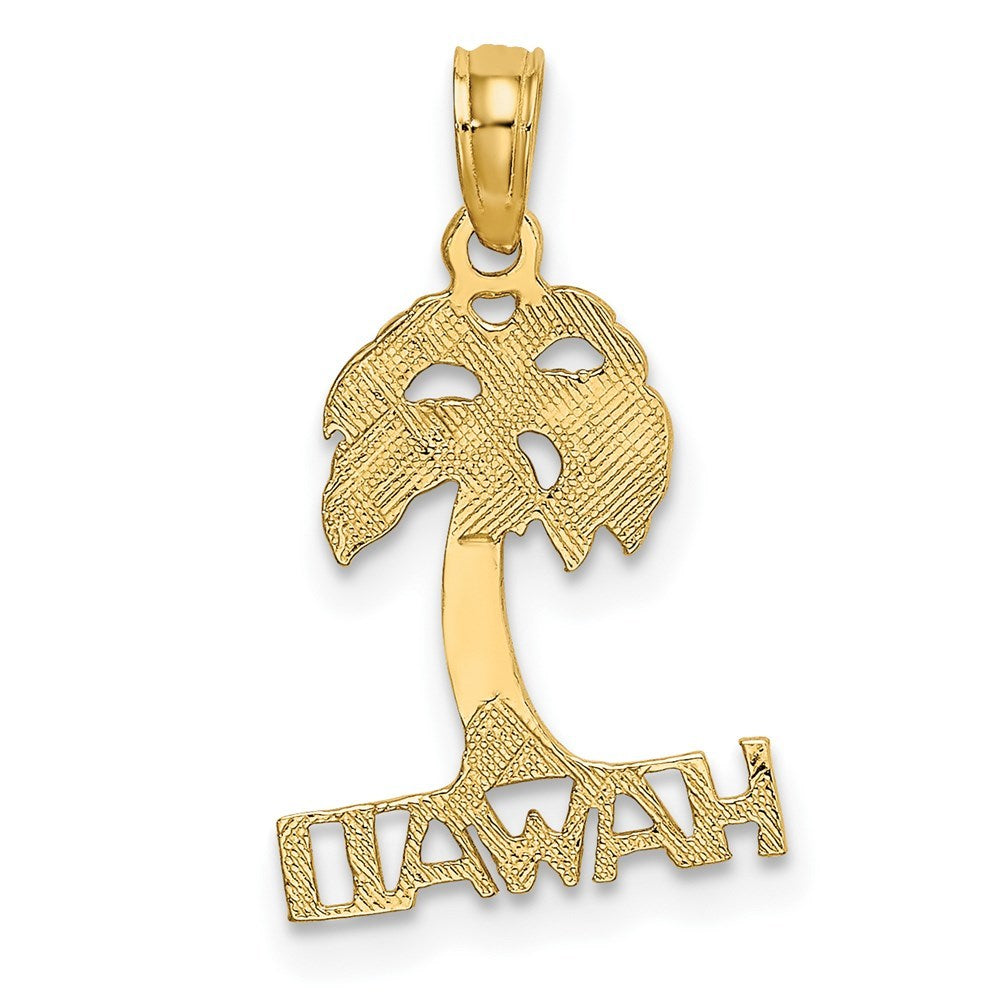 14K Yellow Gold HAWAII Under Palm Tree Charm Pendant