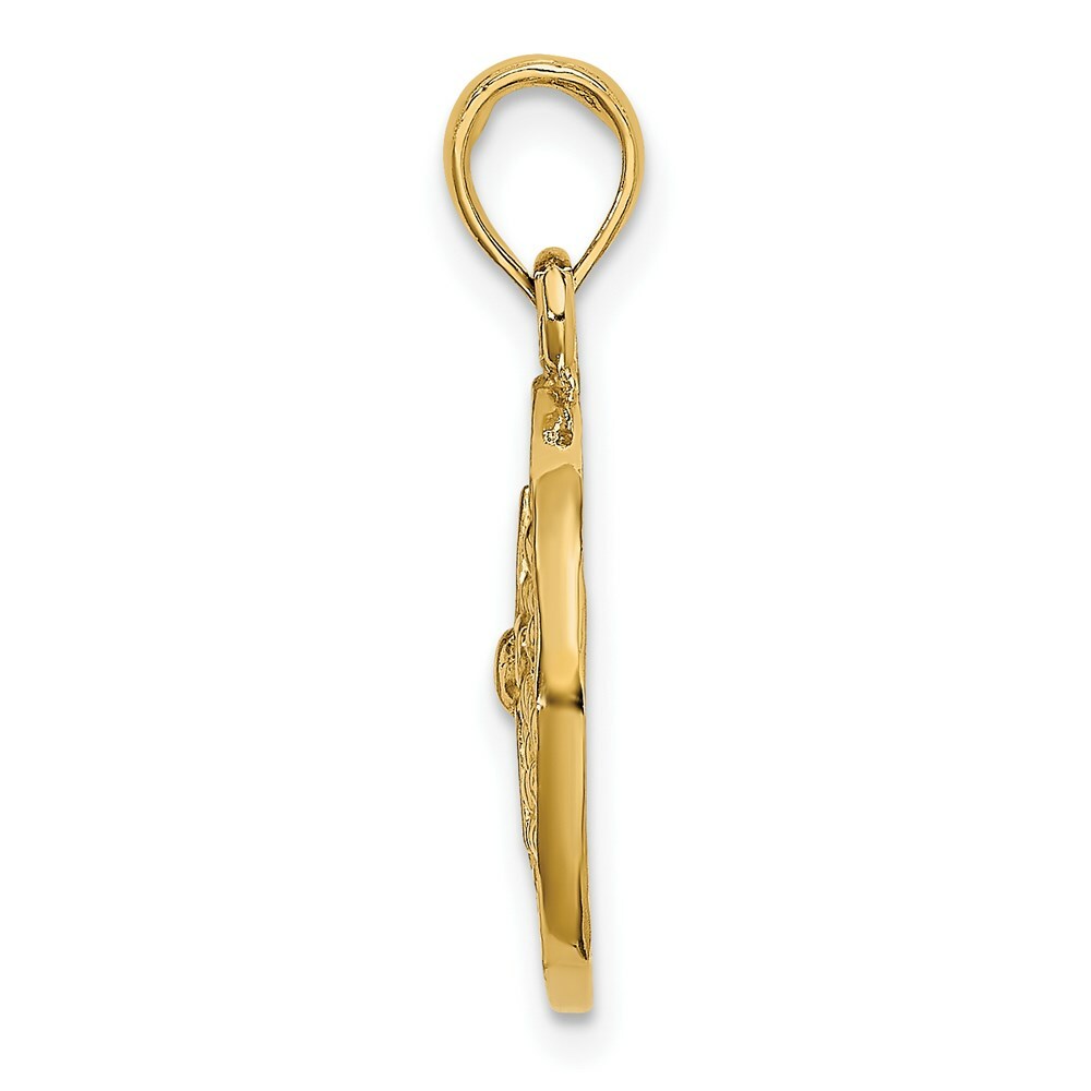 14K Yellow Gold 2-D & Cut-Out Sand Dollar Charm Pendant